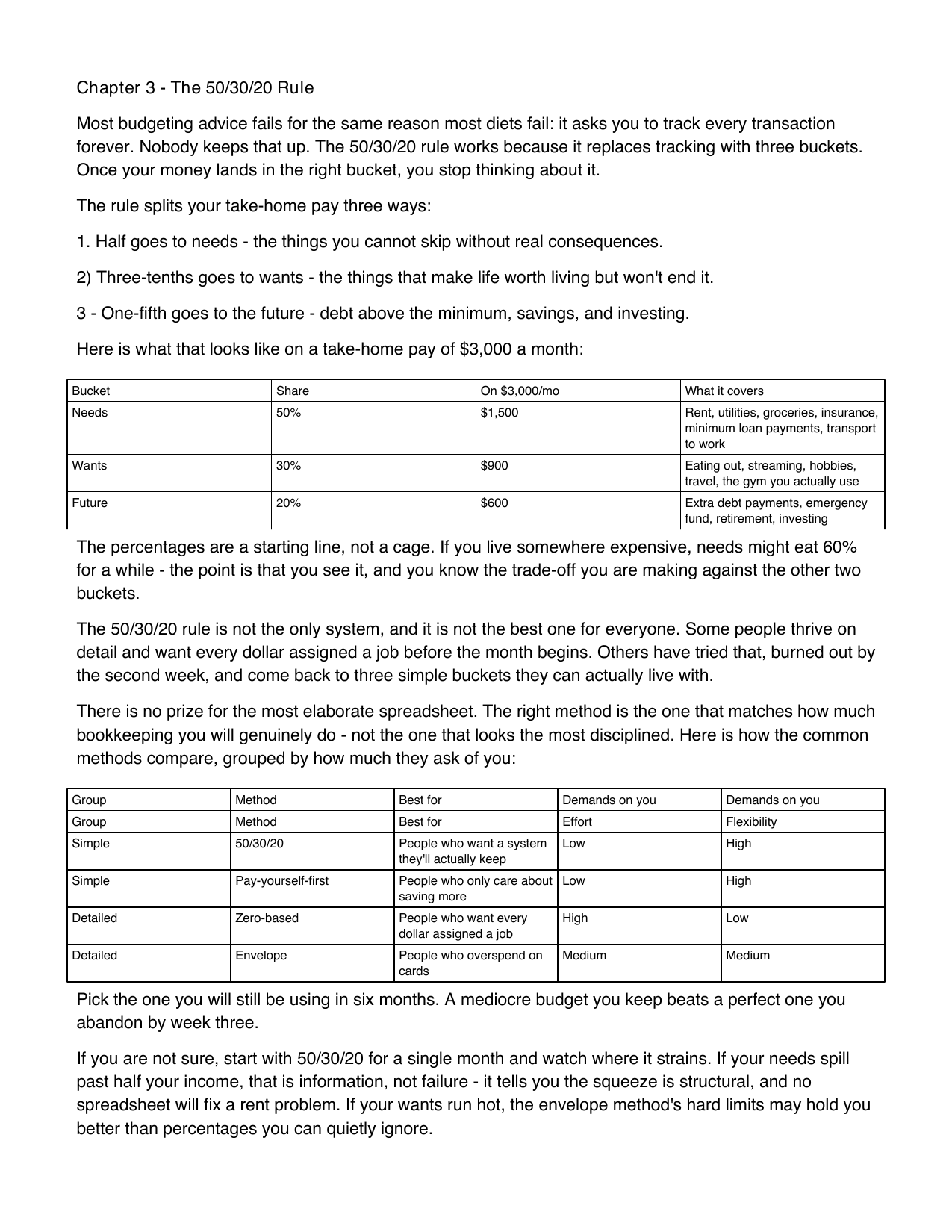 Nonfiction — complex table — before: a plain, unformatted Word manuscript