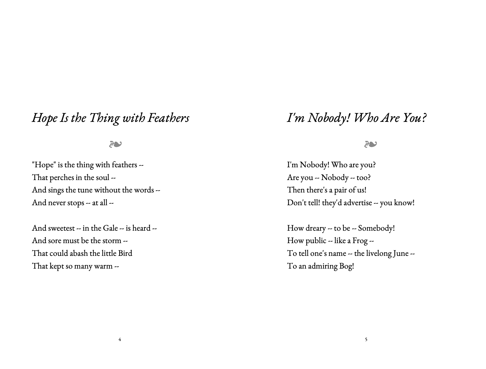 Poetry — two-page sample: each poem starts on its own page