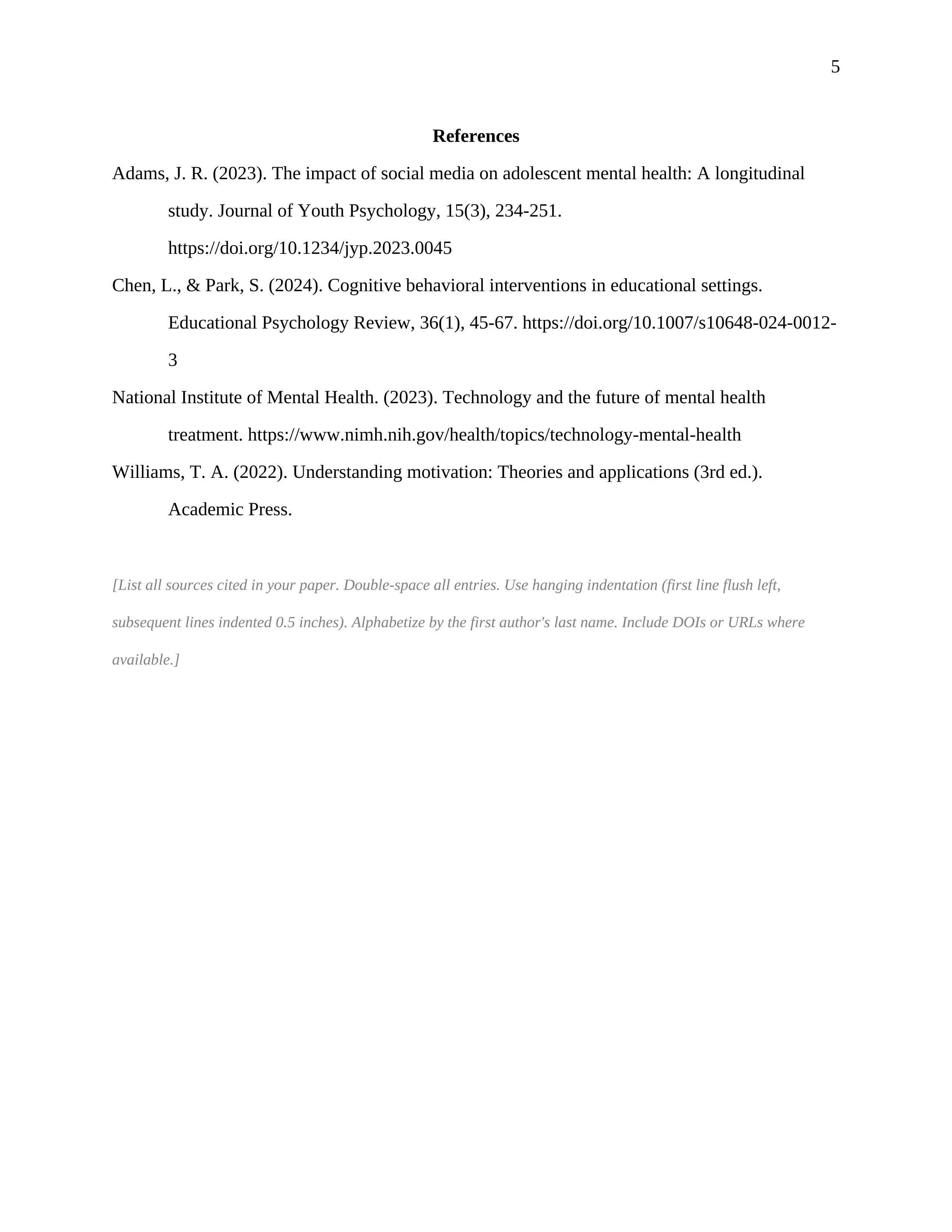 APA references page